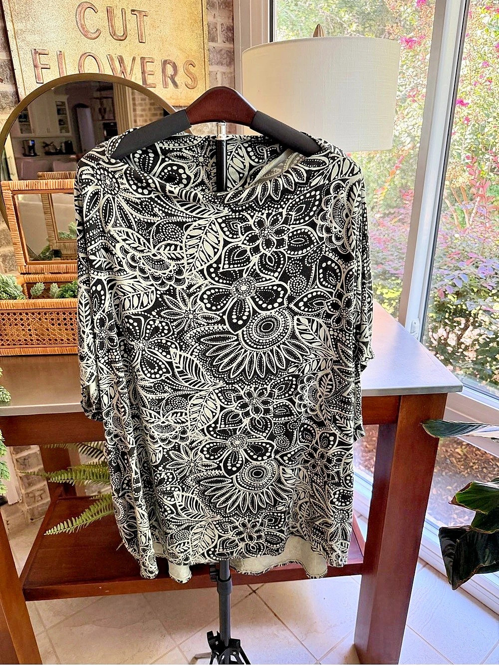 Bryan WALKER Black & Green Floral Long Tunic